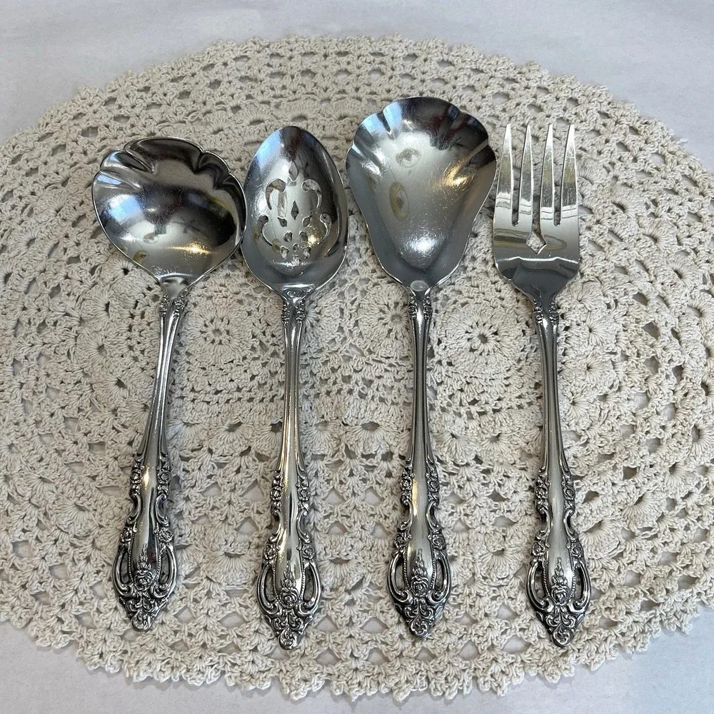 Oneida Community Brahms Stainless Flatware Hostess serving Set 4 Piece Vintage
